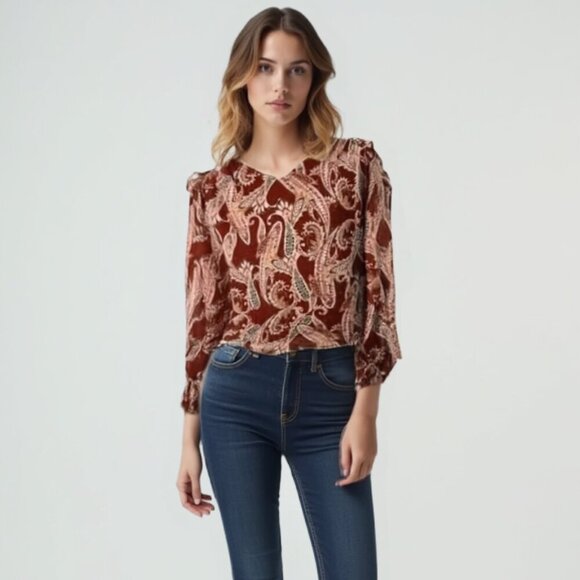 ROSE+OLIVE Paisley Print Women's Top S - Picture 1 of 11